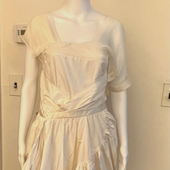 Balenciaga Paris Ivory Silk Afternoon/Cocktail Dress FR42 or US10 - Picture 1 of 7
